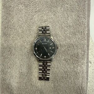 Bulova Men's Black and Silver Bracelet Watch